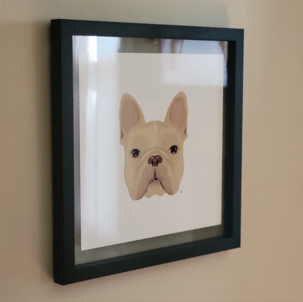 12 X 12 (10x10 Print) Blonde French Bulldog Art Portrait Handmade by Me!